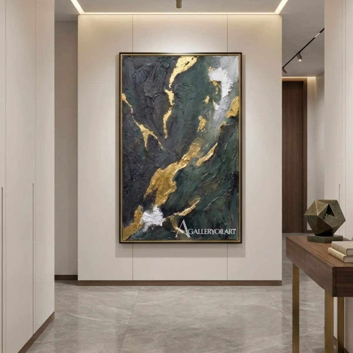 Abstract-flowing-current-textured-3D-art-above-a-fireplace