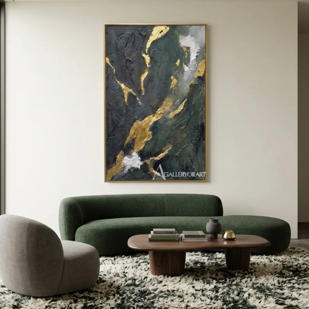 Abstract-flowing-current-textured-3D-art-in-a-reading-nook