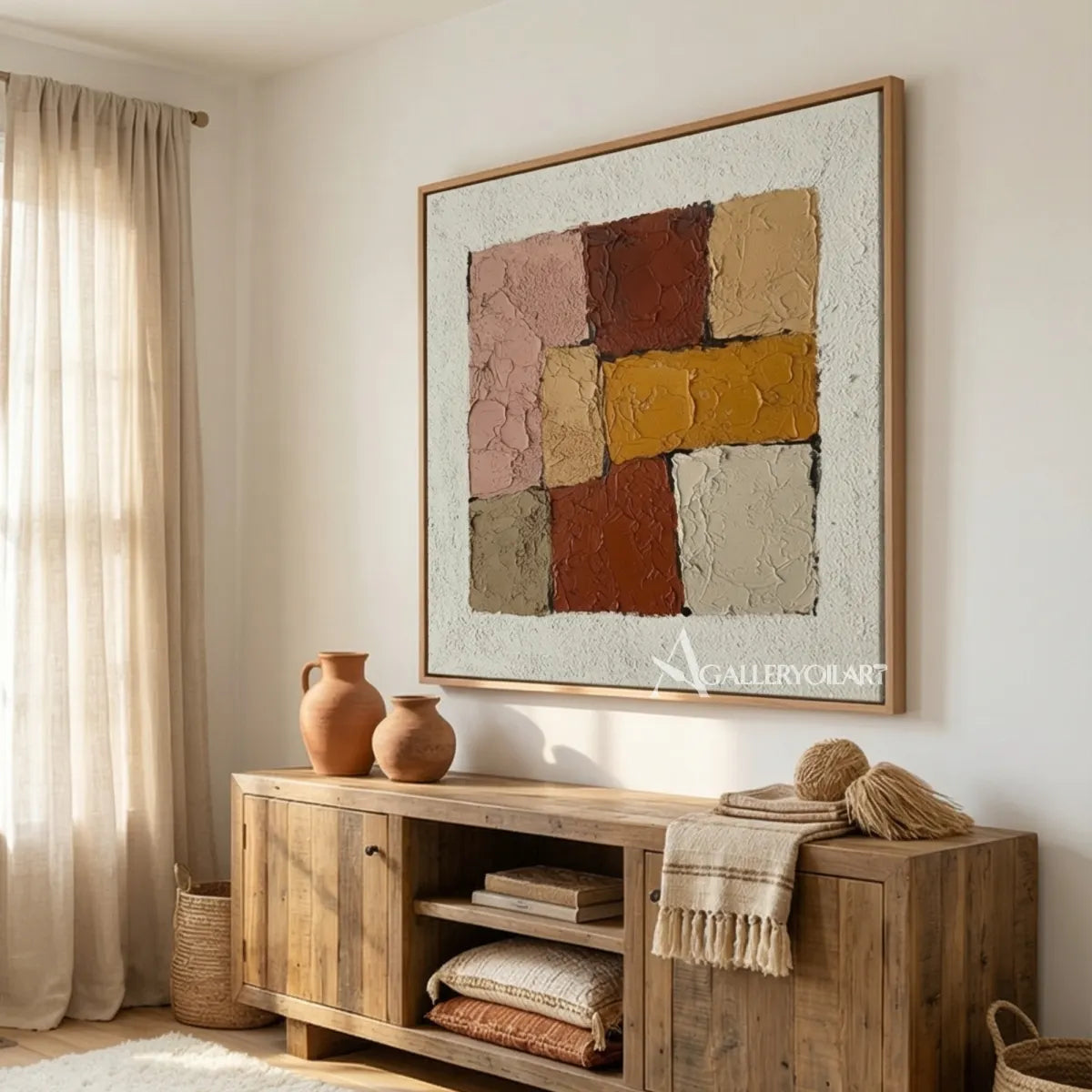 ochre-and-brown-textured-abstract-wall-art-in-a-warm-contemporary-interior