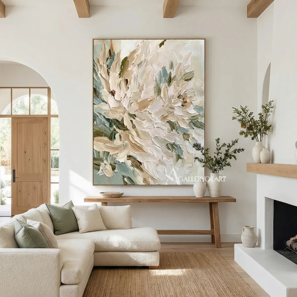 floral-tree-layered-abstract-petals-ivory-sage-green-muted-teal-beige-and-soft-charcoal-wall-art-in-entryway