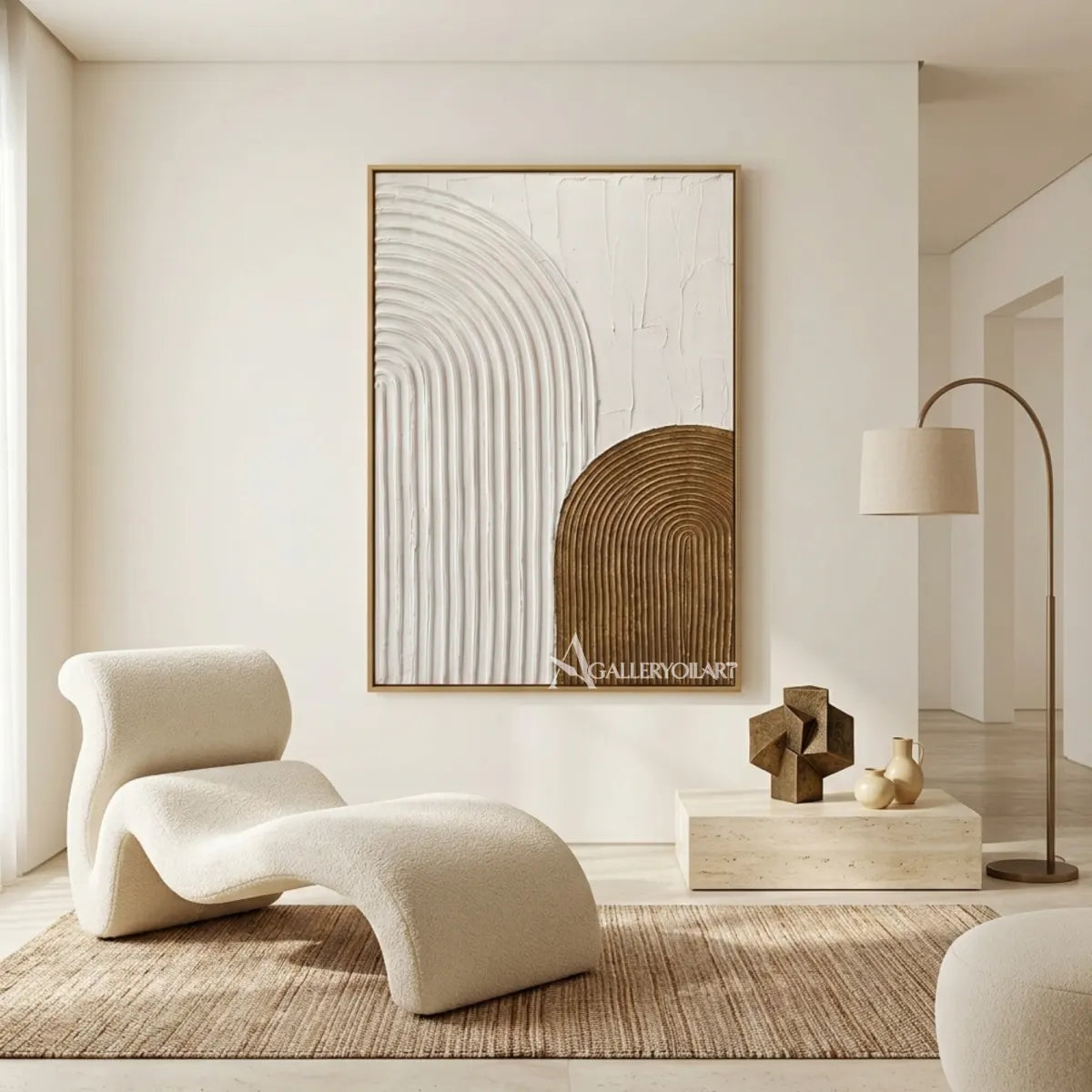 Textured-3D-arched-abstract-rhythm-gold-wall-art-gallery