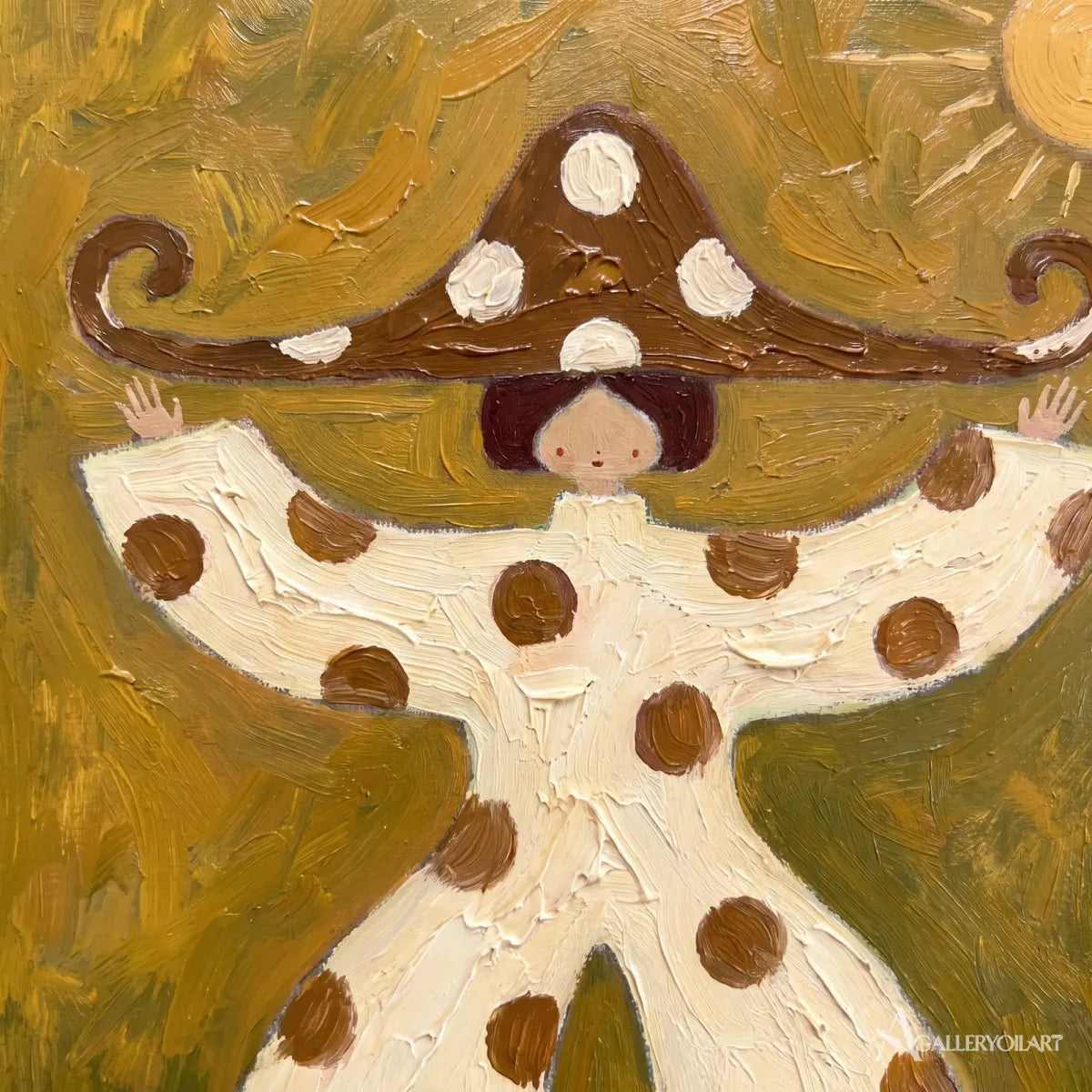 close-up-of-a-blue-and-cream-folk-figure-with-a-curled-wide-brim