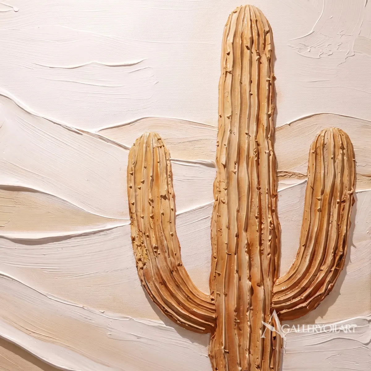 Landscape desert cactus in beige dunes close-up detail