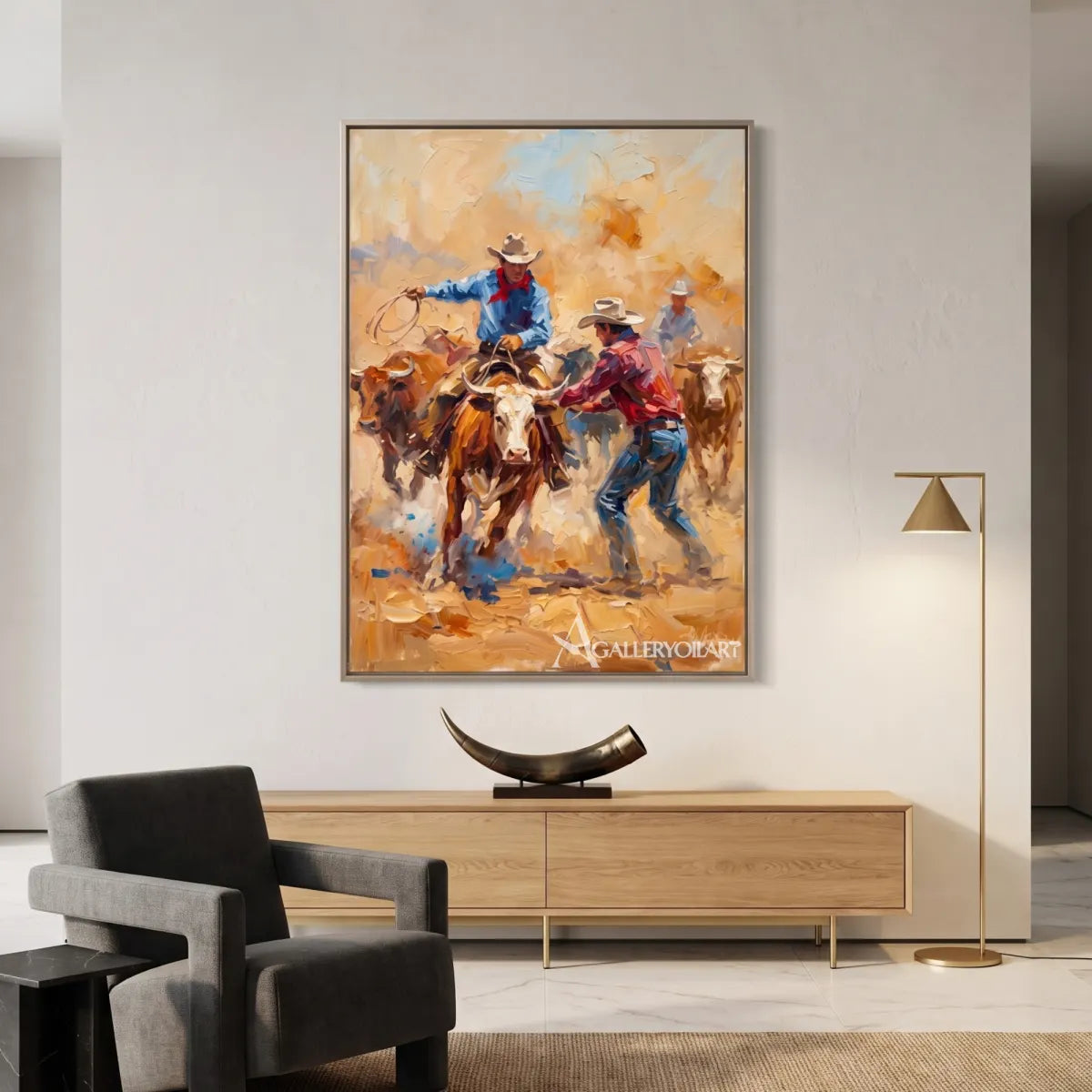 riders driving cattle across an open range-in-western-cowboy-orange-detail