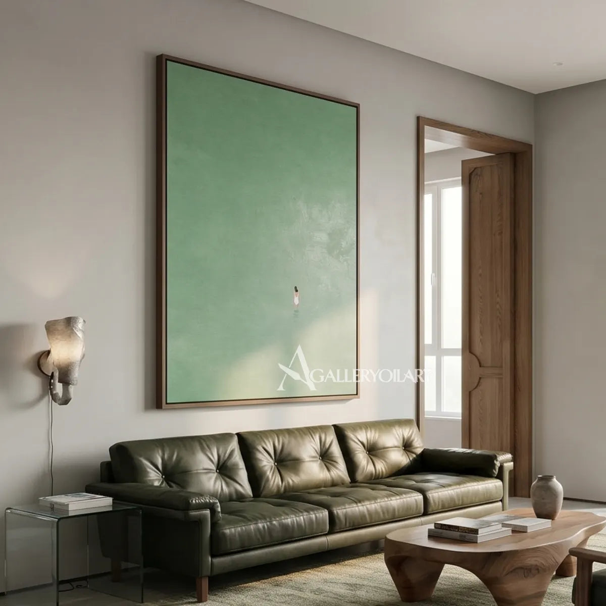 white-cloud-portrait-art-green-wall-art-green-wall-room