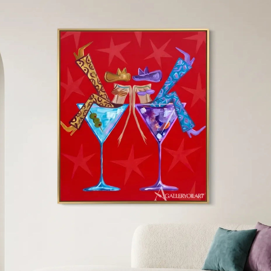 cocktail companions pop-art red wall art in a warm modern interior 6