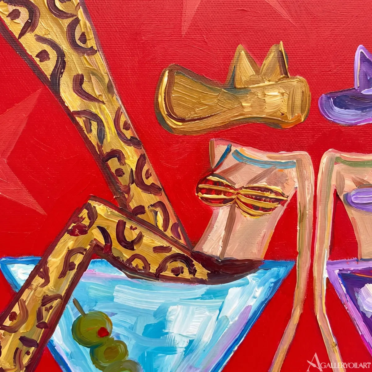 cocktail companions pop-art red wall art in a warm modern interior 8