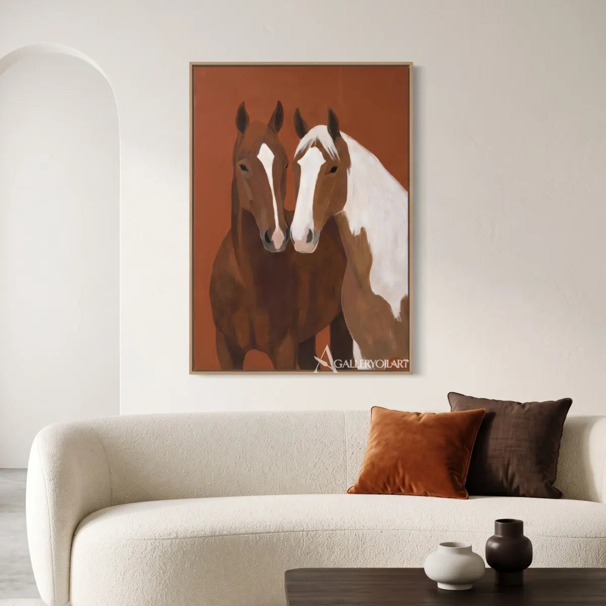 two-companion-horses-animal-art-Brown-wall-art-in-gallery-wall