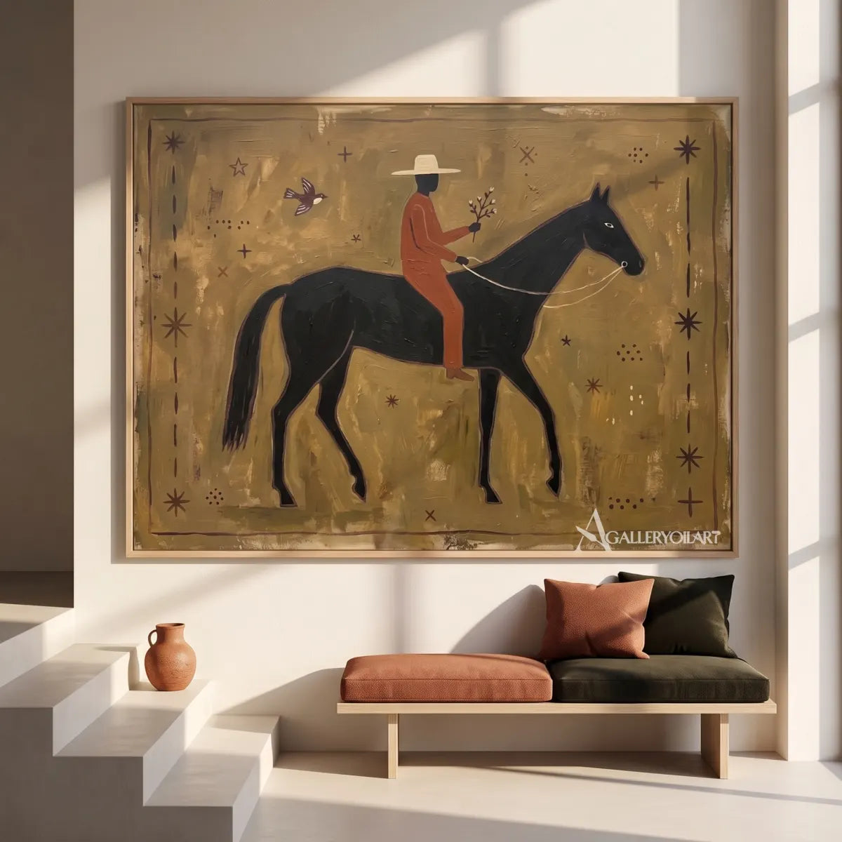 Western cowboy rider on horseback in a starry scene-in-gallery-wall