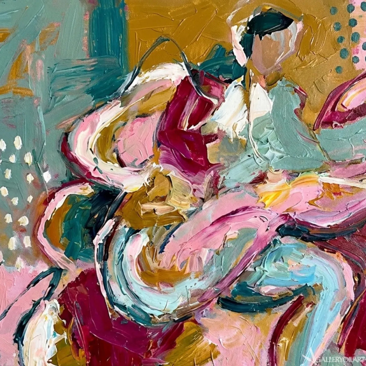 Close-up-of-pop-art-dancing-duo-in-blue-and-pink
