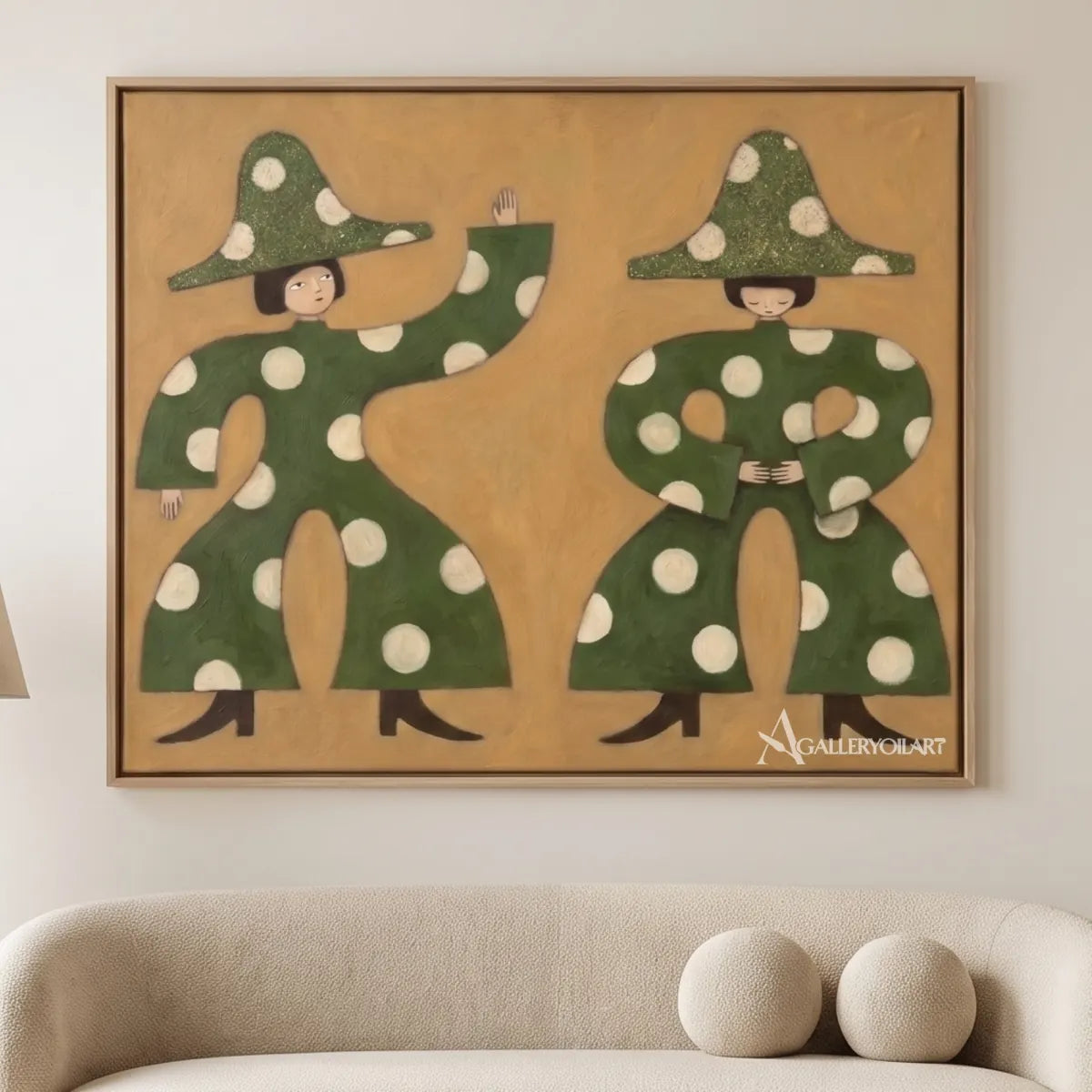 close-view-of-two-dotted-figures-in-folk-art-style-with-green-and-ochre-tones