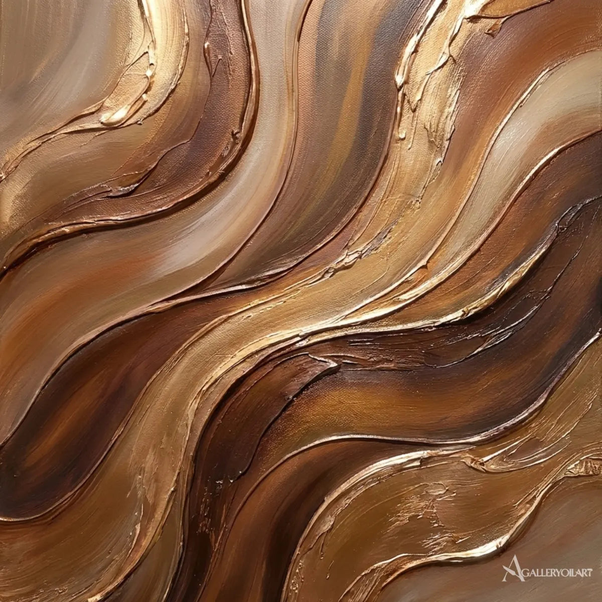 Three-panel-earthen-abstract-currents-in-textured-3d-brown-wall-art-in-detail