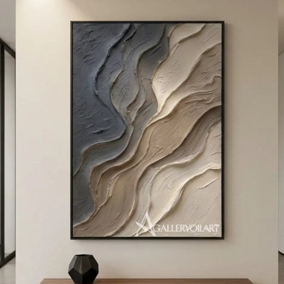 Textured-3D-flowing-abstract-current-gray-wall-art-interior-5
