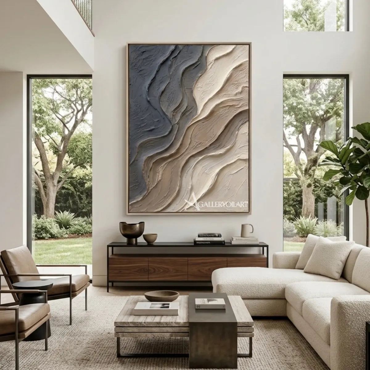Textured-3D-flowing-abstract-current-gray-wall-art-living-room