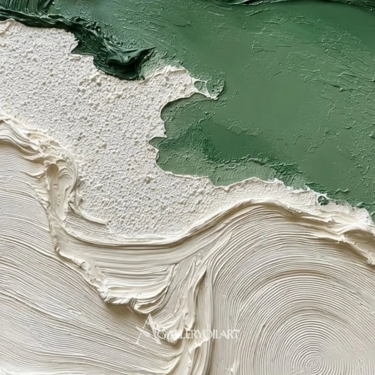 Textured-3D-flowing-abstract-green-and-white-relief-art-close-up