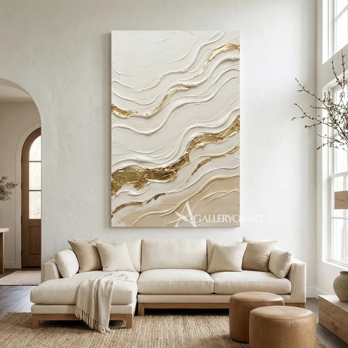 textured-3d-flowing-raised-ribbons-ivory-cream-soft-beige-warm-taupe-and-metallic-gold-wall-art-in-sofa-room