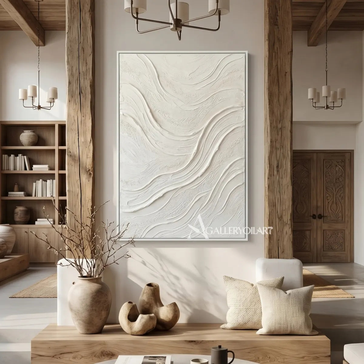 Textured-3D-white-flowing-relief-wall-art-surface-view