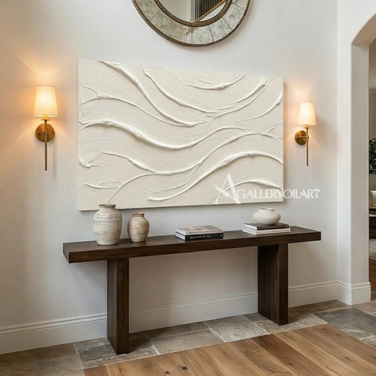 flowing-raised-ridges-portrait-art-white-wall-art-entryway