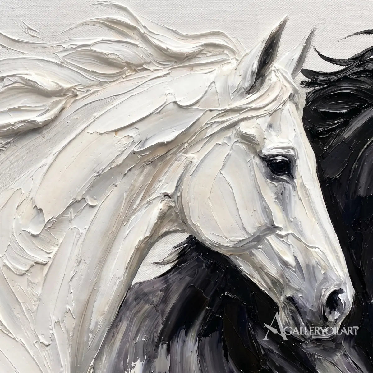 a white and dark horse pair captured in forward motion-animal-black-styled-interior