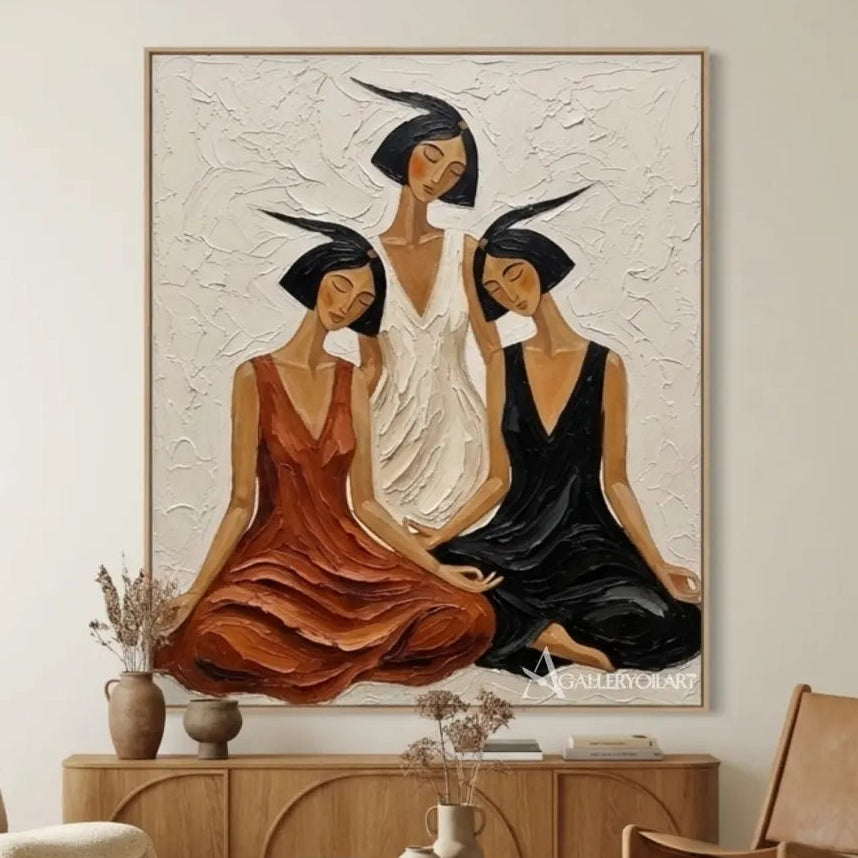 two-women-in-broad-brimmed-hats-portrait-art-brown-wall-art-gallery-wall