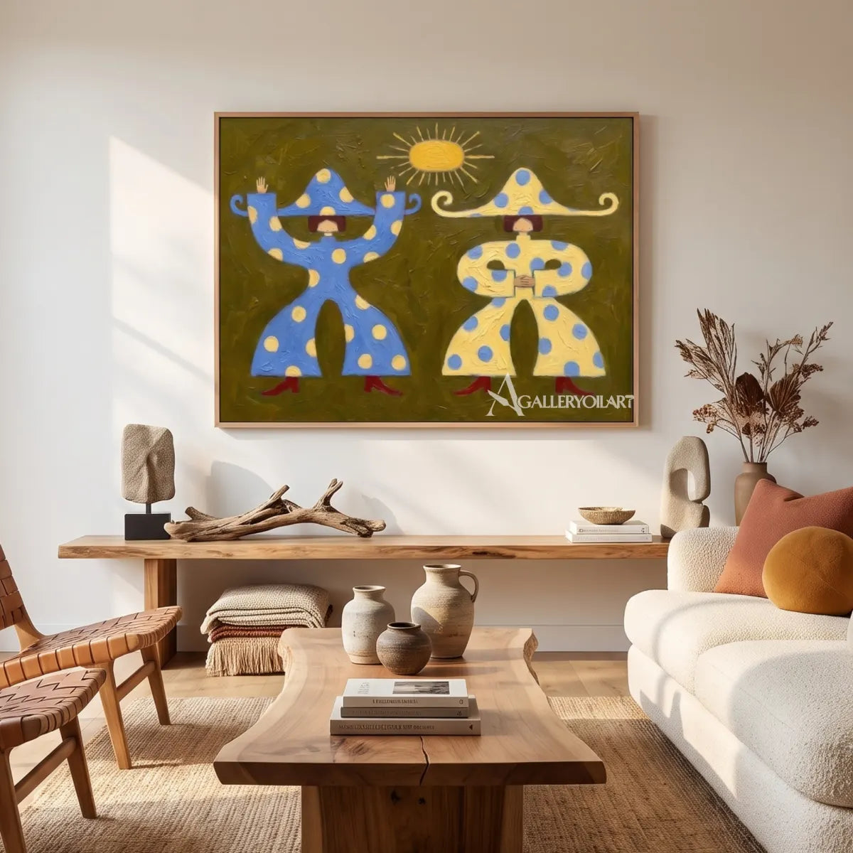 folk-art-pair-above-a-sofa-in-a-sunlit-lounge-with-blue-and-cream-tones