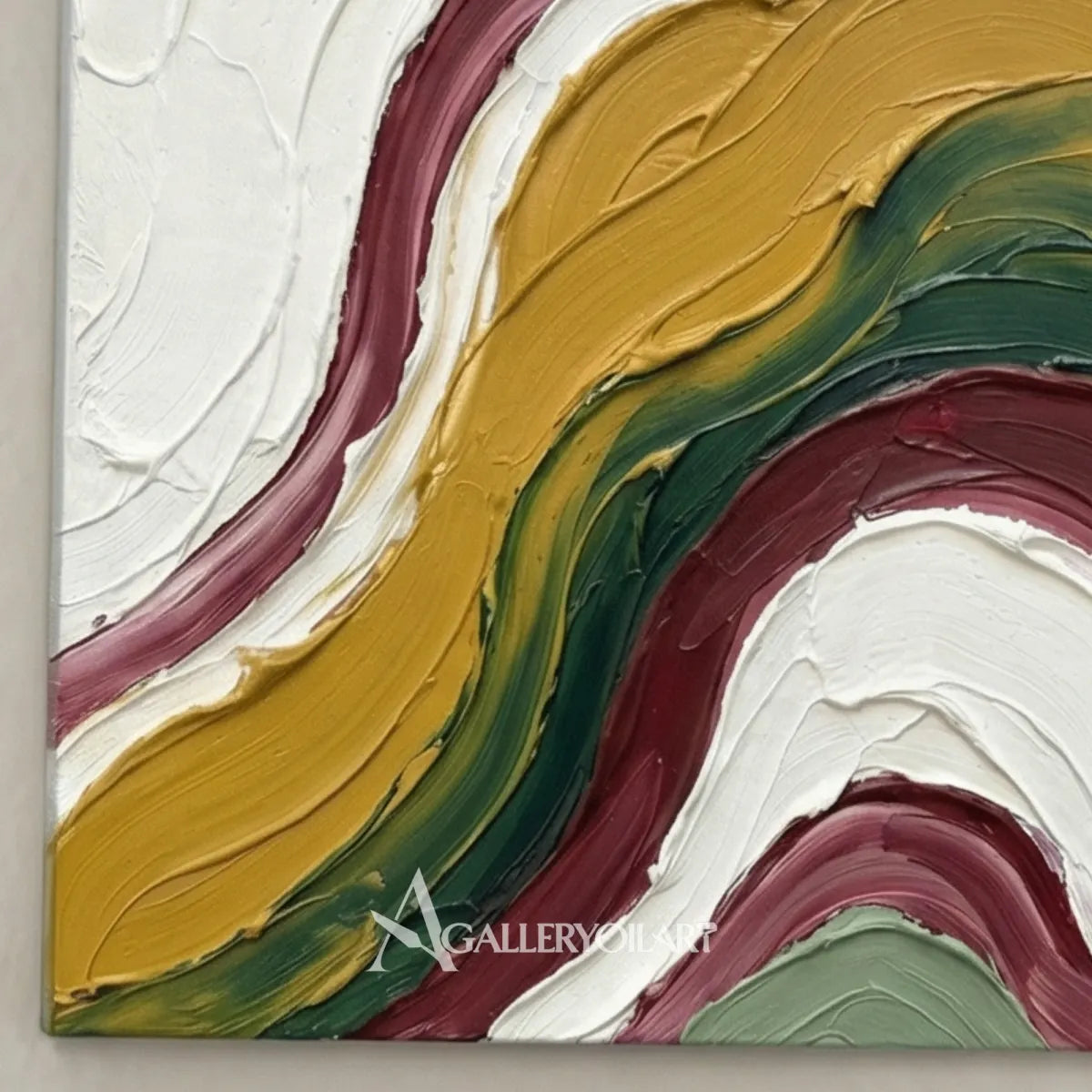 Close-up-of-textured-3D-art-with-layered-yellow-green-and-cream-arcs
