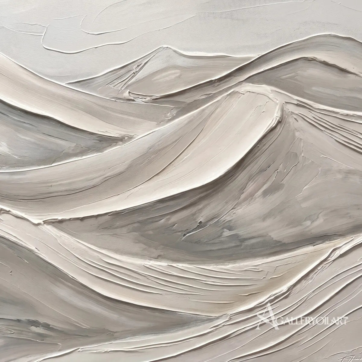 Textured 3D layered mountain forms in beige and gray relief-in-detail