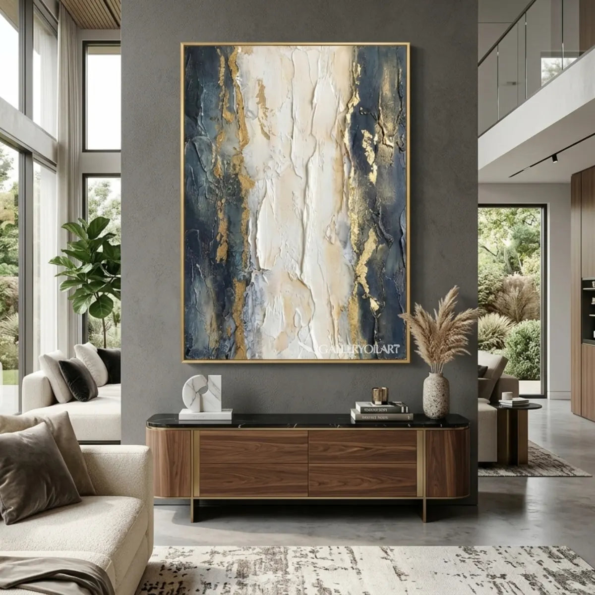 Textured-3D-gray-and-gold-marble-relief-wall-art-in-a-contemporary-living-room
