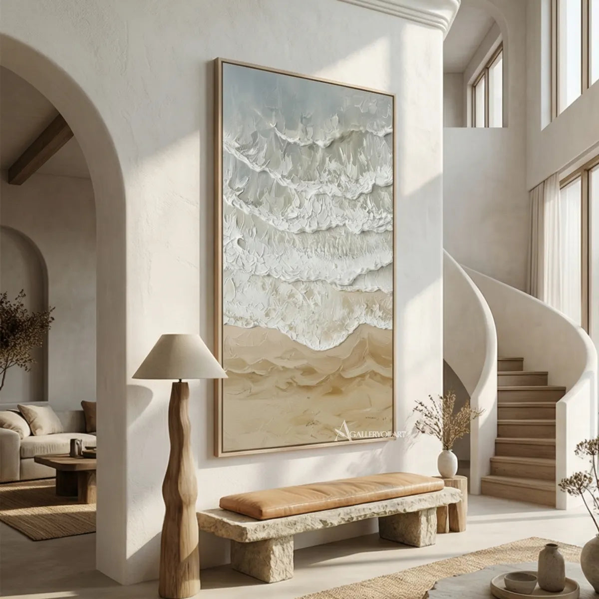 textured-3d-layered-mountain-ridges-soft-gray-ivory-white-warm-beige-pale-taupe-wall-art-in-bench-room