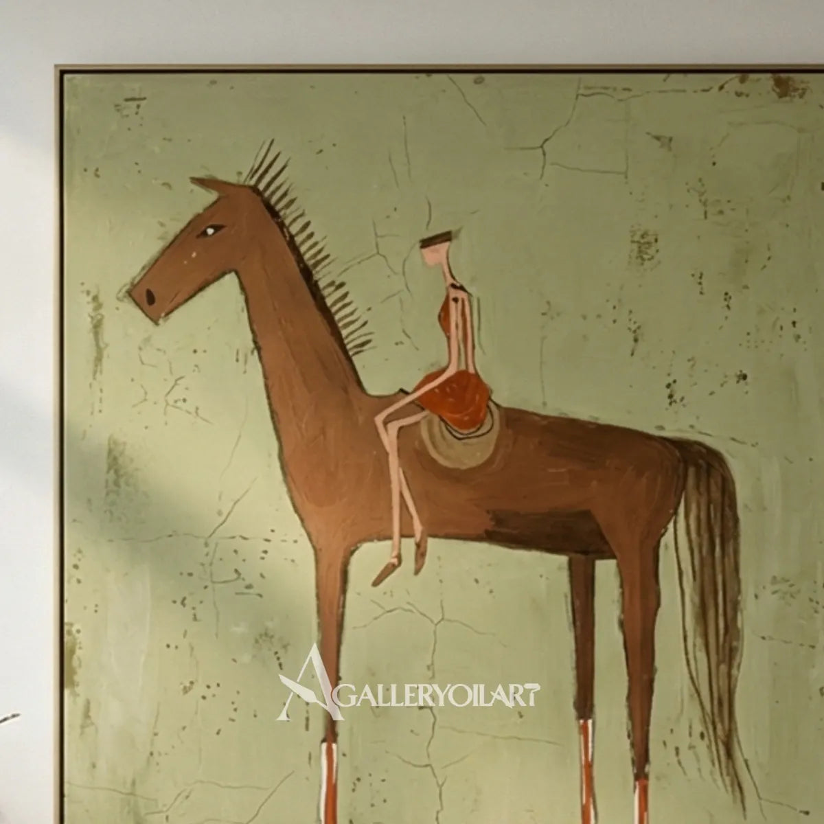 Mounted-brown-horse-western-cowboy-wall-art-close-up