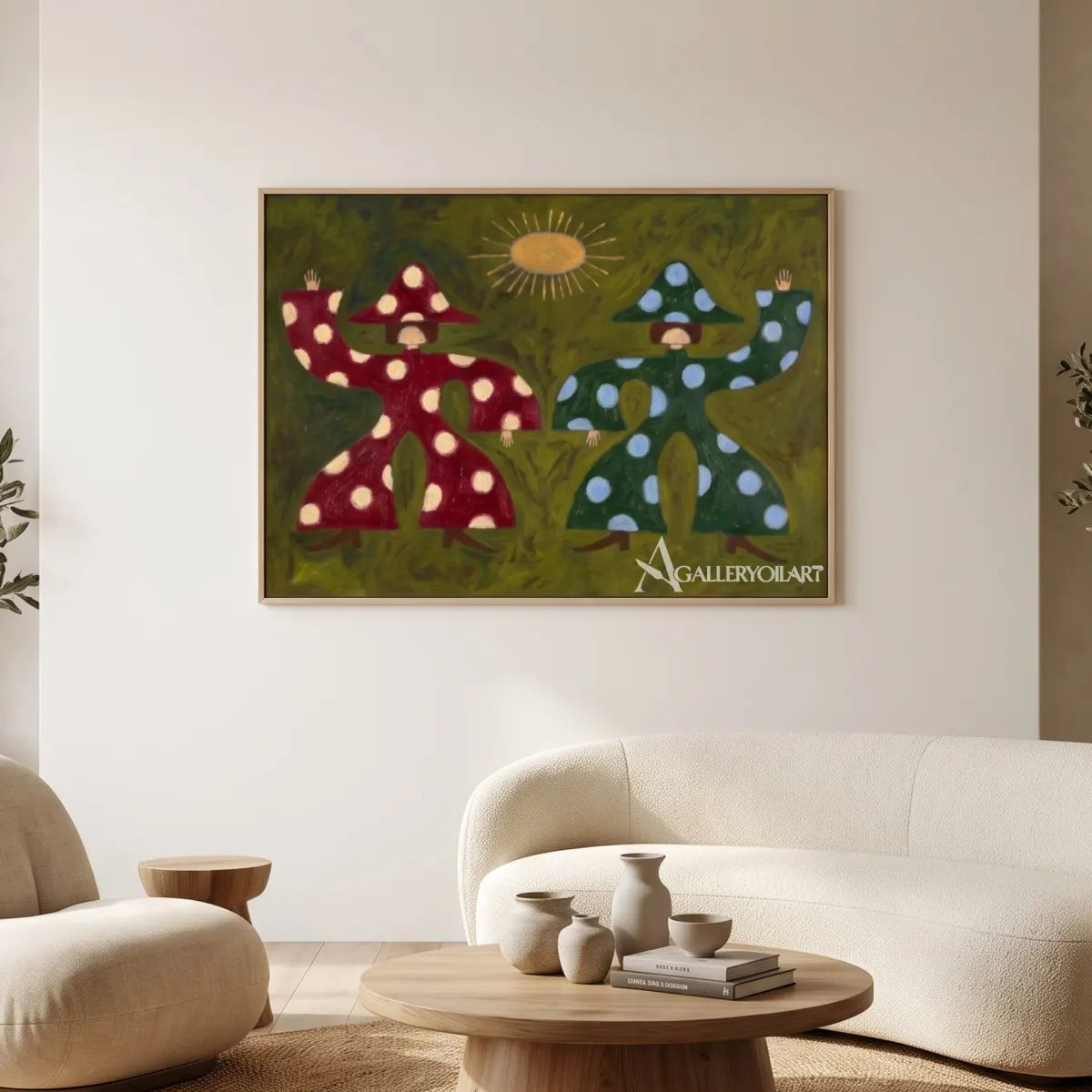 folk-art-mushroom-pair-on-an-olive-ground-displayed-in-a-calm-sitting-room