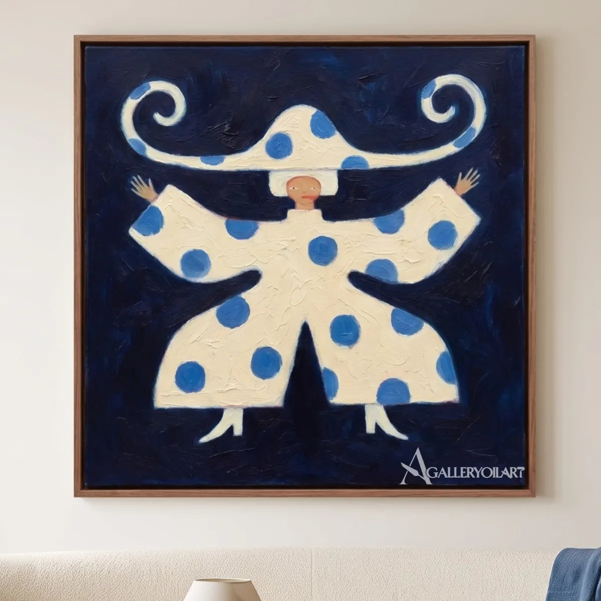 folk-art-figure-with-curled-hat-and-open-arms-in-folk-art-style-with-blue-and-cream-colors