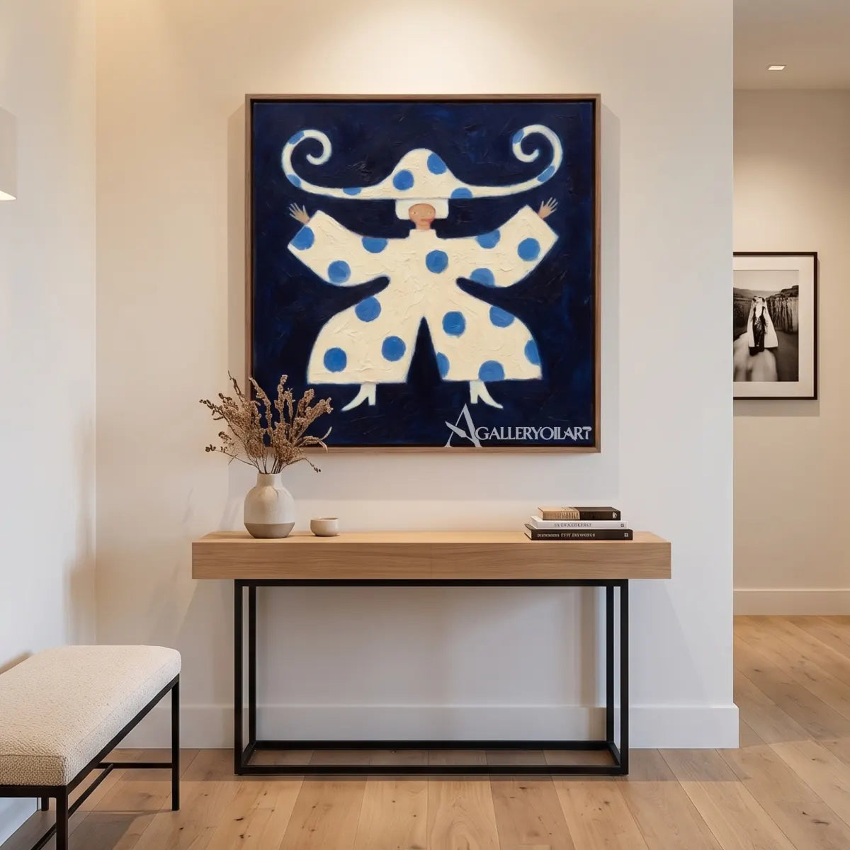 folk-art-figure-in-a-neutral-sitting-room-with-blue-and-cream-colors
