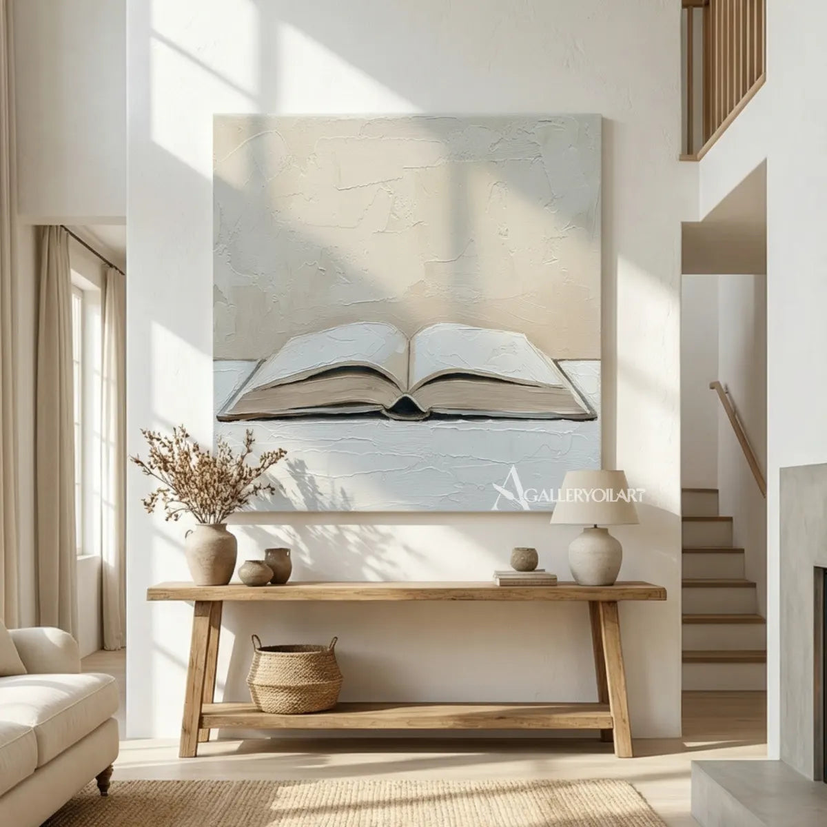 textured-3d-an-open-book-in-raised-relief-ivory-cream-pale-gray-warm-taupe-and-muted-brown-wall-art-in-sofa-room