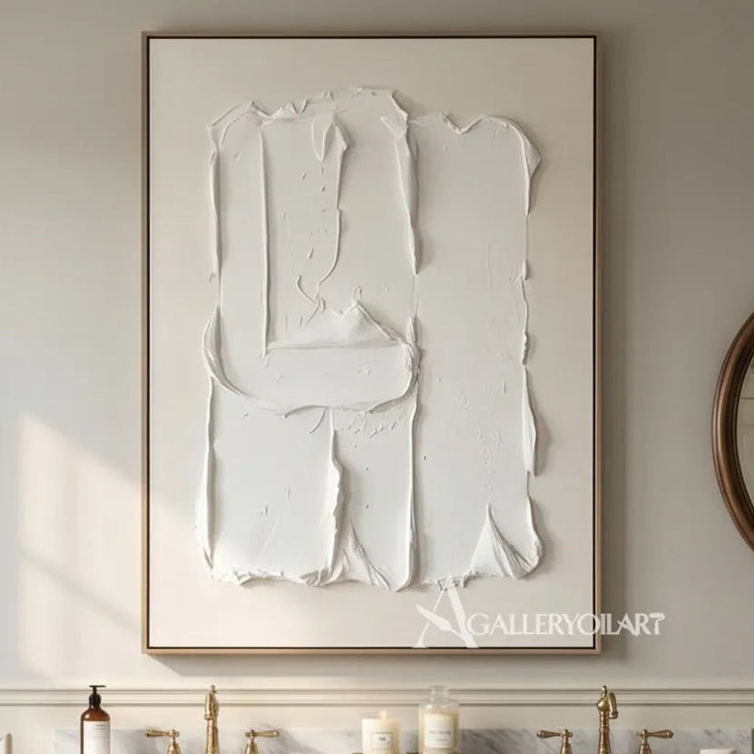 Open-white-textured-3d-relief-wall-art-above-a-buffet