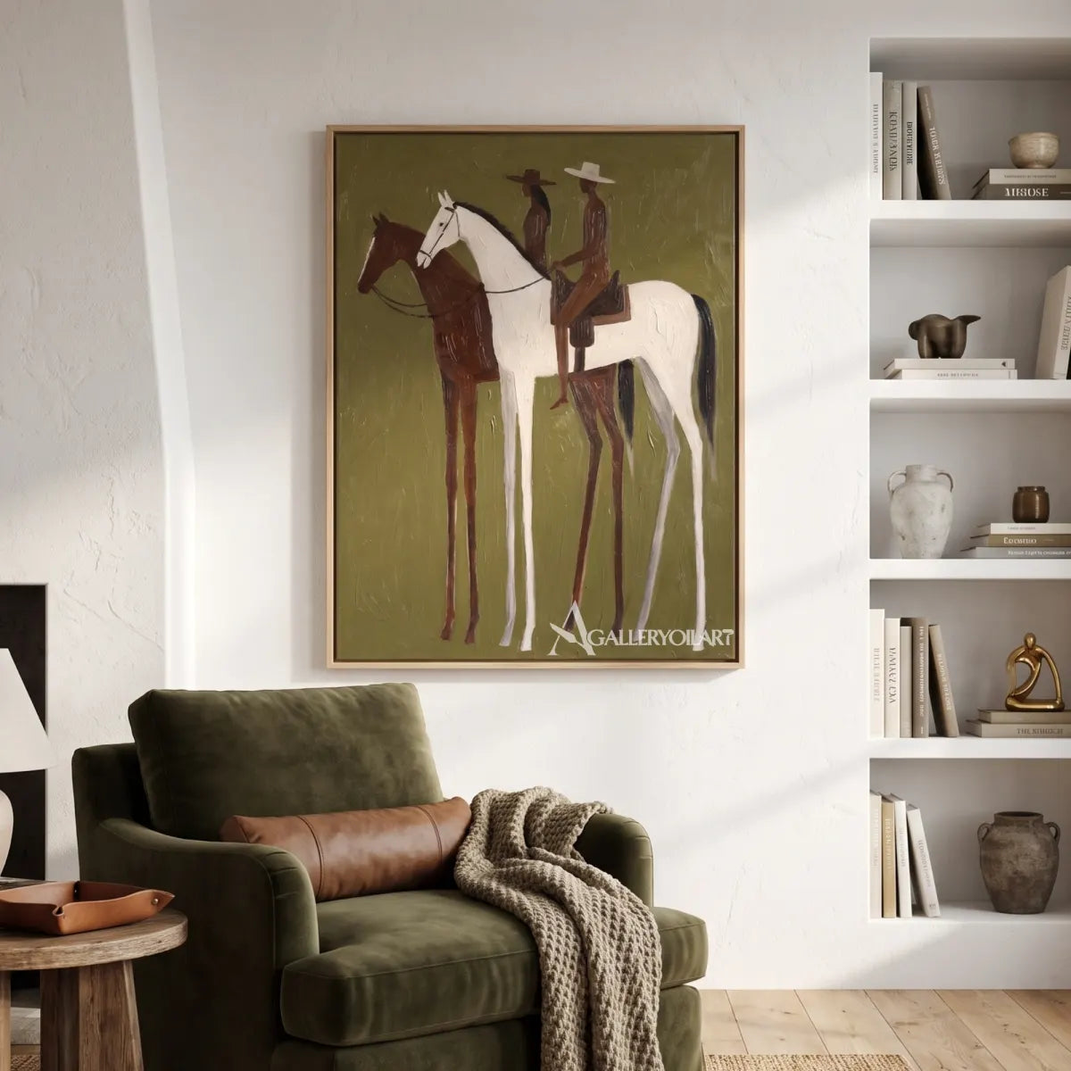 two riders on a white and brown horse-in-western-cowboy-green-reading-room