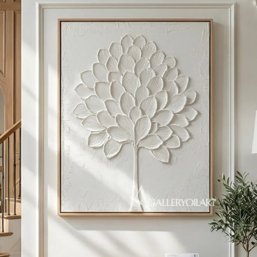 Floral-Tree-white-petal-crown-wall-art-in-a-hallway