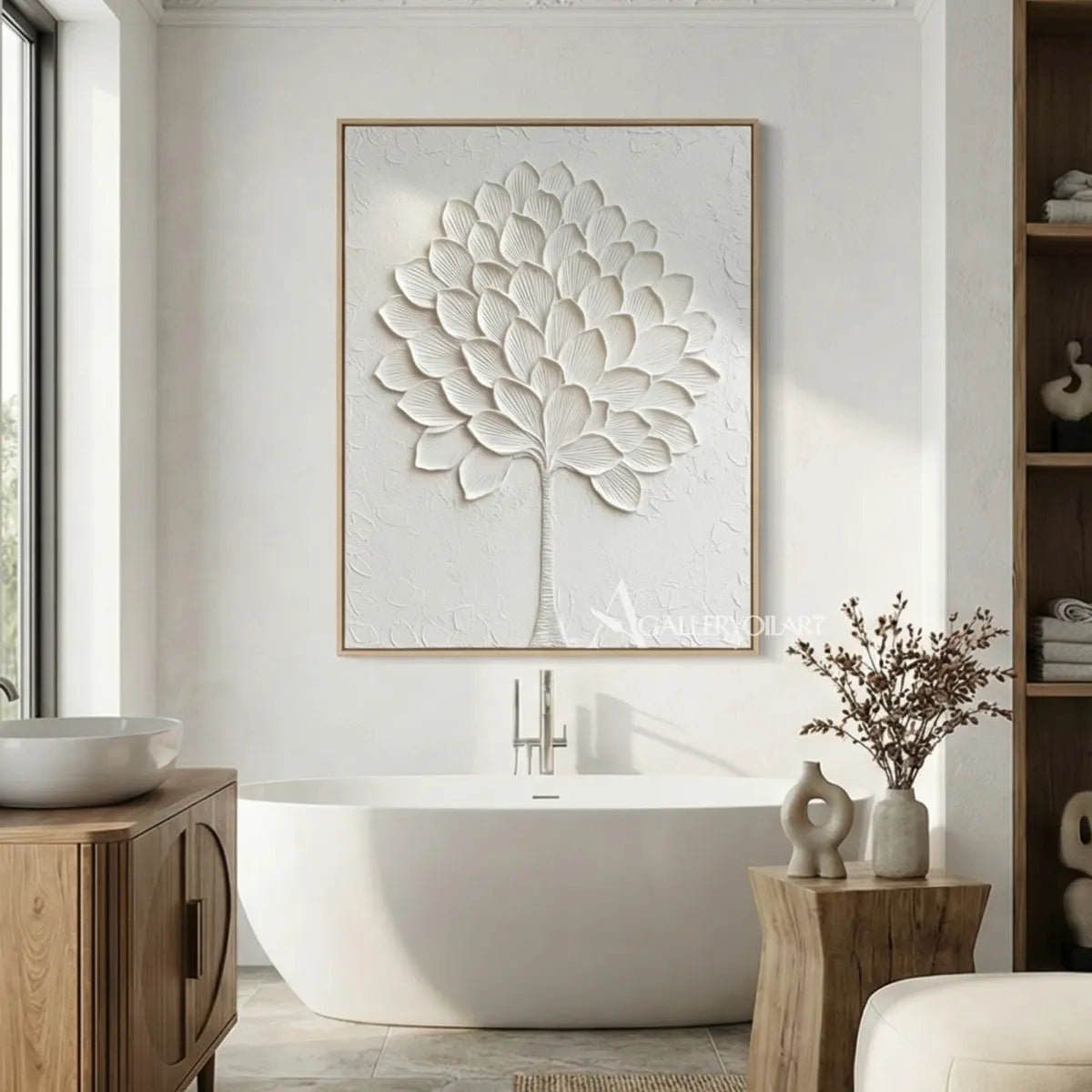 Floral-Tree-white-petal-crown-wall-art-stem-detail