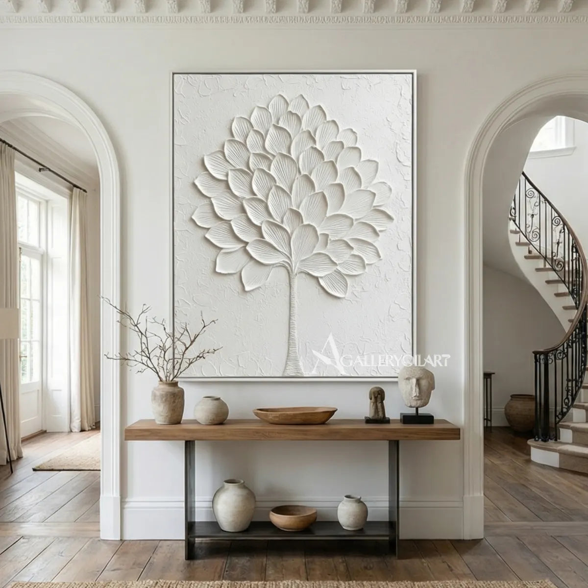 Floral-Tree-white-petal-crown-wall-art-wall-display