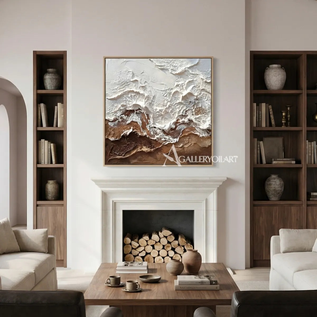 textured-3d-raised-mountain-ridges-matte-white-ivory-umber-brown-taupe-and-charcoal-wall-art-in-sofa-room