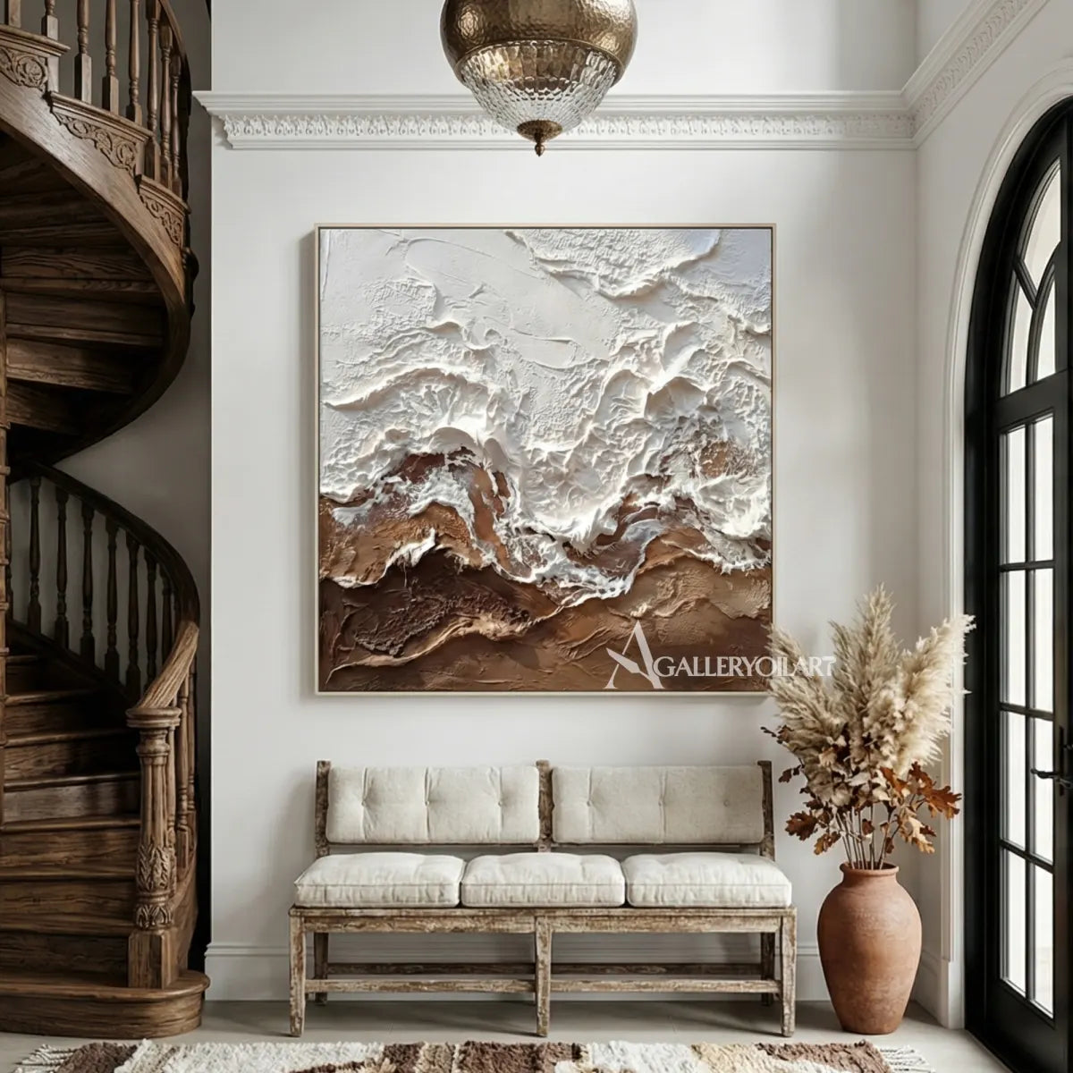 textured-3d-raised-mountain-ridges-matte-white-ivory-umber-brown-taupe-and-charcoal-wall-art-in-study