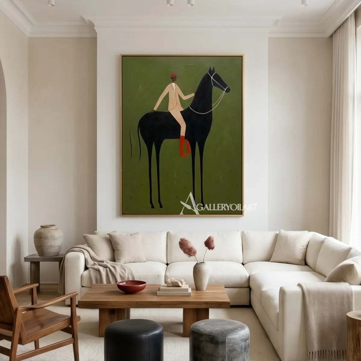 A-pair-of-riders-on-black-horses-with-cream-and-red-accents