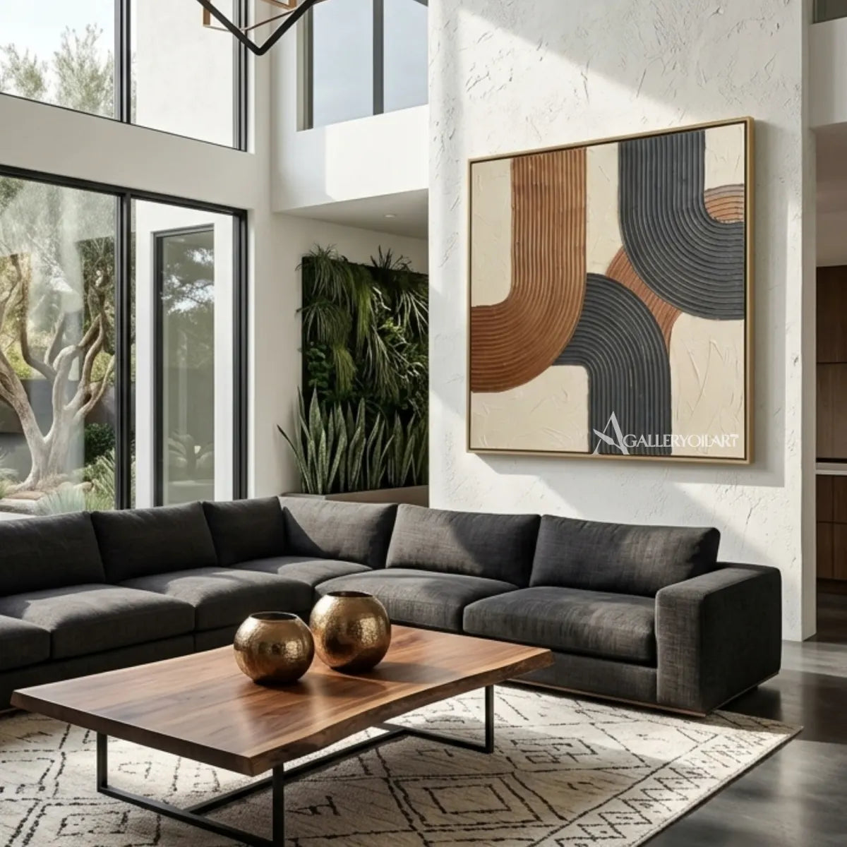 Textured-3D-rounded-earth-rhythm-brown-wall-art-interior-1