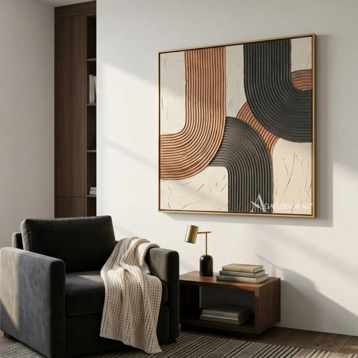 Textured-3D-rounded-earth-rhythm-brown-wall-art-lounge