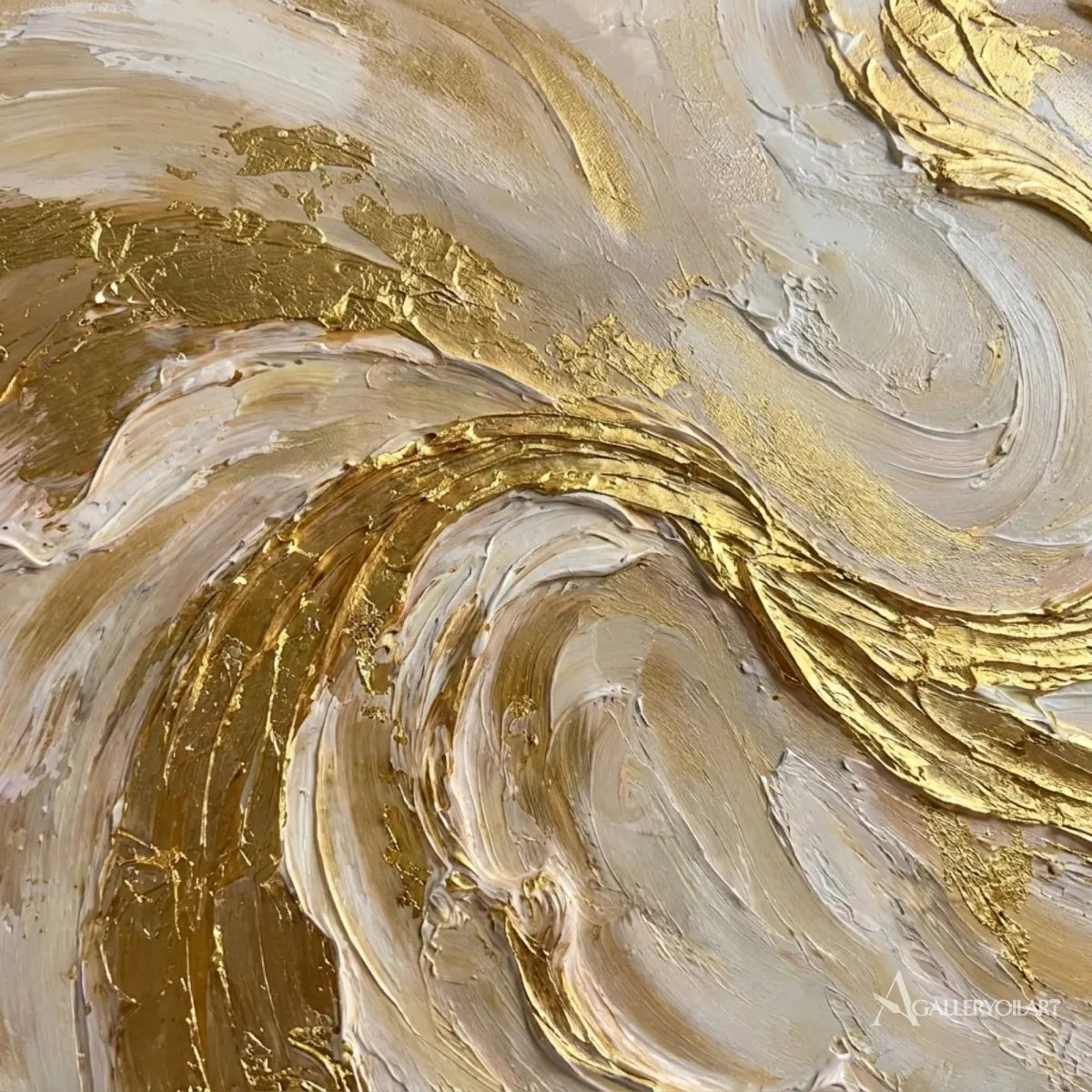 Textured-3D-sculpted-swirl-in-gold-and-cream-wall-art-texture-detail