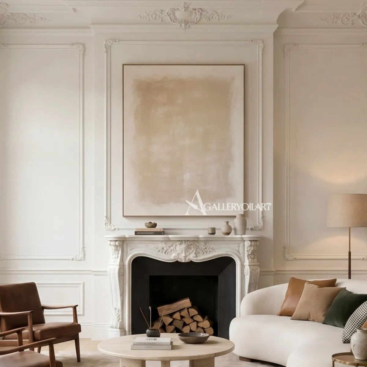abstract-art-painting-of-a-layered-beige-field-with-faint-white-lines-in-a-sitting-room