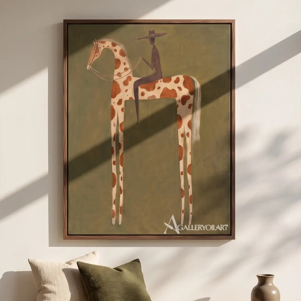 spotted horse and rider-western-cowboy-art-brown-wall-art-in-gallery-wall