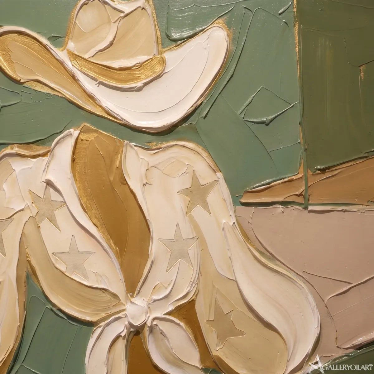 starred boots western cowboy green wall art in a warm modern interior 8