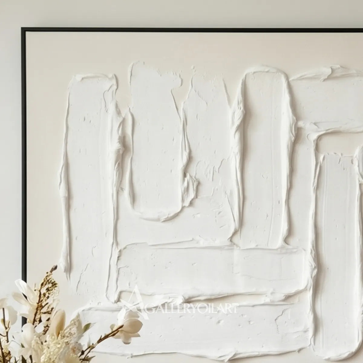 Textured 3D white interlocking relief art shown in close detail