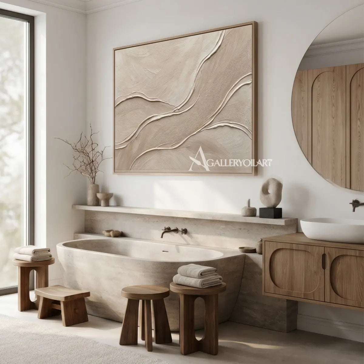 Textured-3d-quiet-currents-beige-wall-art-detail